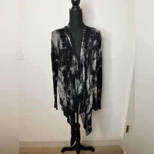 Black Tie Dye Lace up Sweater Jacket Size L